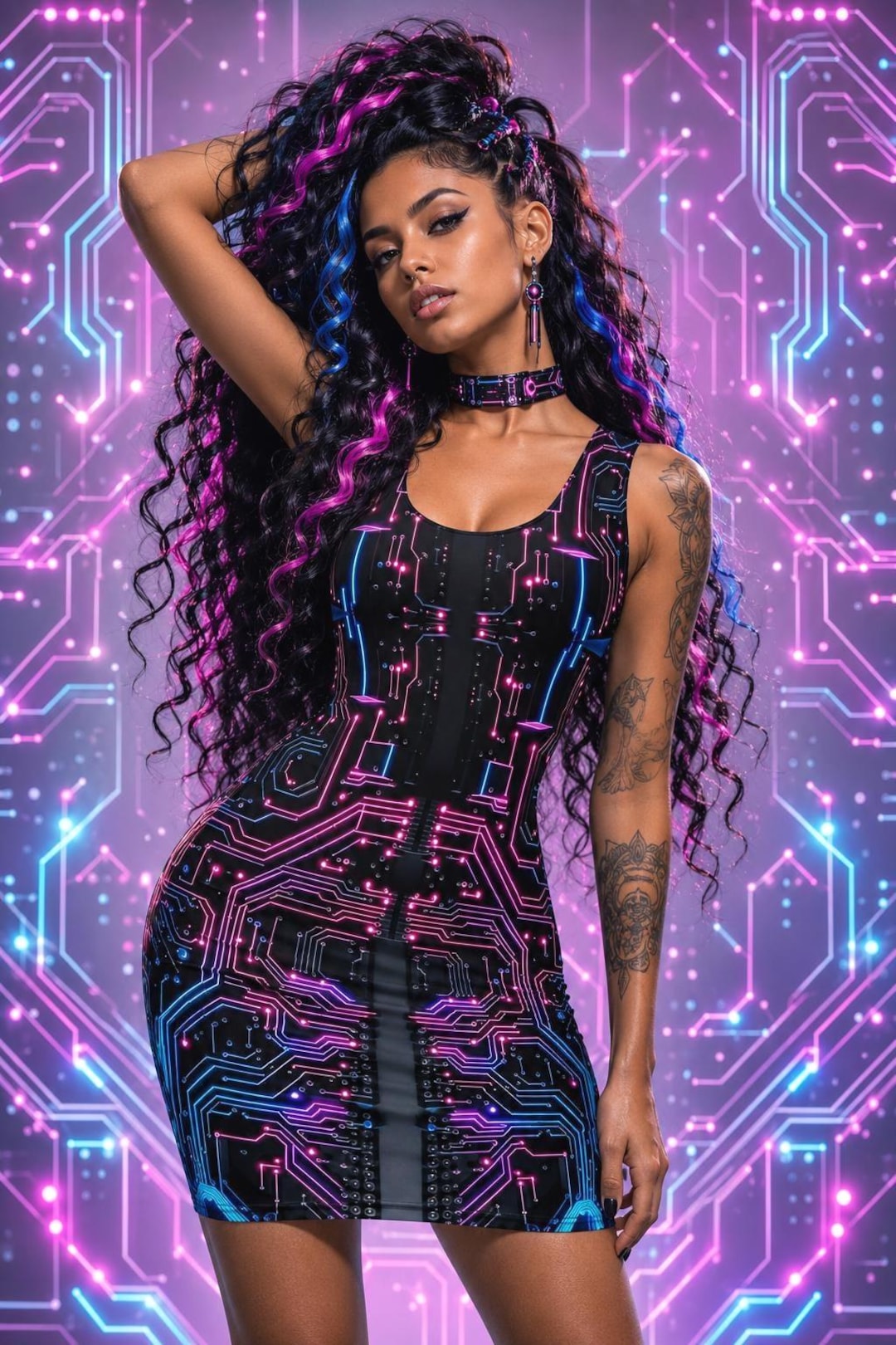 neon purple bodycon dress Long Sleeve Purple Bodycon Dress BODYCON COLLECTION Dee Long Sleeve Bandage Dress Neon Purple (Size M)