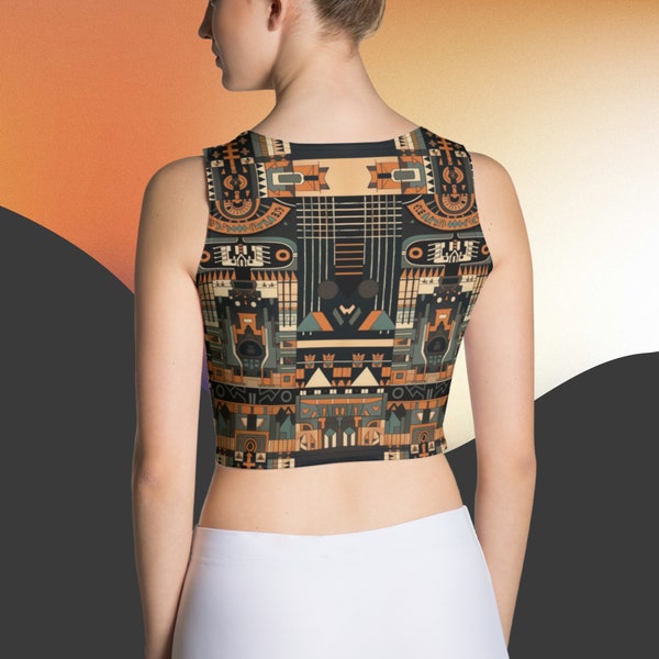 Tribal Crop Top Débardeurs Eté pour femmes Demi-chemises Design unique Ventre-Ventre Blouse Sans manches Vêtements de mode Vêtements pour femmes