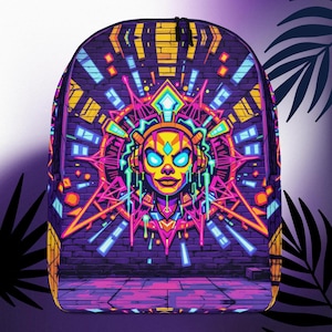 Sac à dos néon graffiti Cartable DJ futuriste Sac de voyage pour homme Sacs pour livres scolaires pour garçons Sacs à dos d'art urbain Bretelles rembourrées Sac à dos Sound Waves