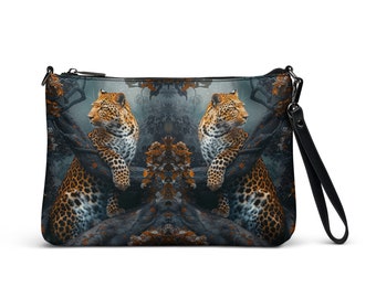 Borsa a tracolla con motivo leopardato Borse a tracolla Borse a tracolla in ecopelle con gattino Borsa dal design maestoso Cinghie rimovibili Portafoglio per gli amanti dei gatti selvatici