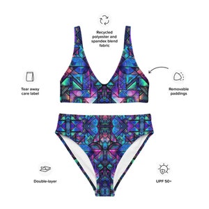 Geo Glow Bikini Set High Waisted Swimsuit Geometric Bathing Suit Women's Unique Plus Size Beachwear Sets Beach 2 Piece Swimming Suits