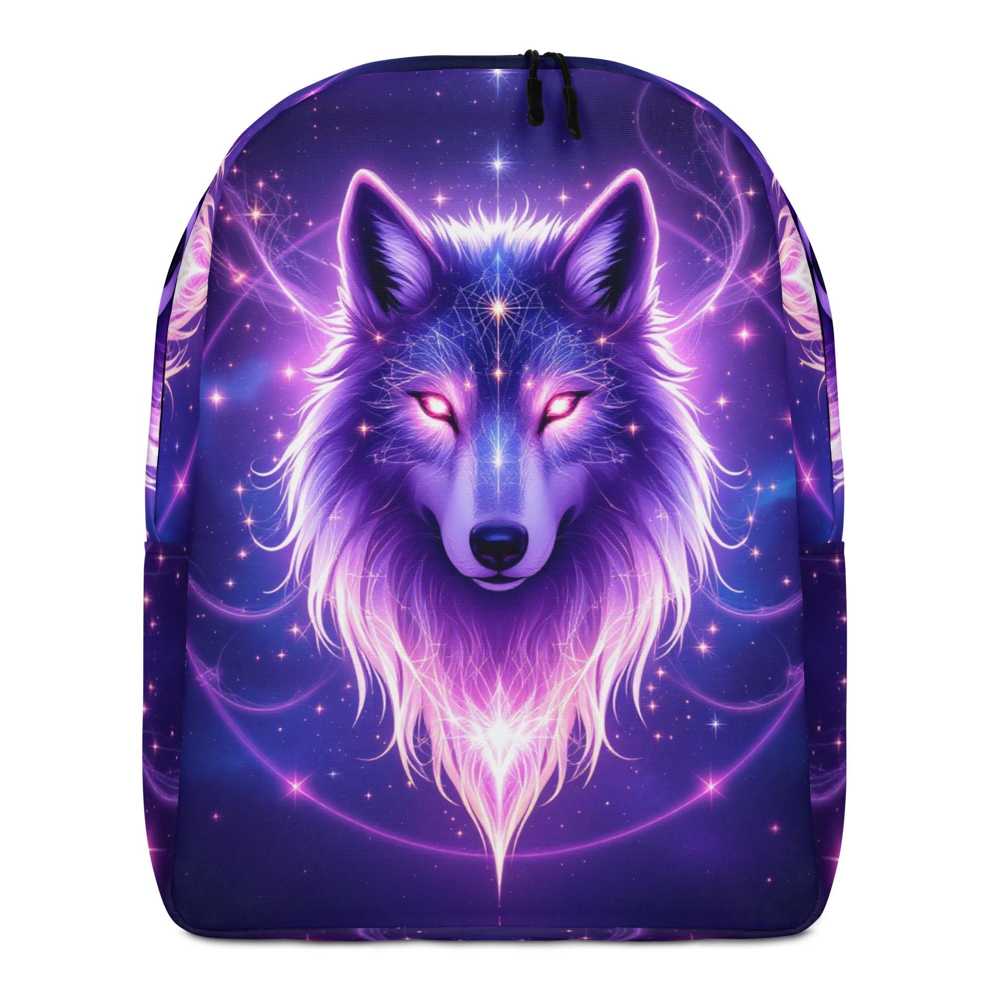 4483 Wolf Galaxy Nebula Landscape Backpack Purse Fashion Shoulder Bag Amazon.com: Upetstory Galaxy Wolf Backpacks Set for School  main image 3