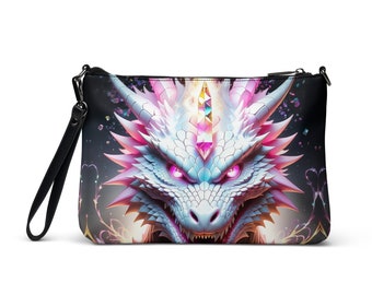 Jewel Dragon portemonnee Crossbody tas roze gloeiende ogen handtas kunstleer portemonnees mystieke unieke portemonnee verwijderbare bandjes schoudertassen