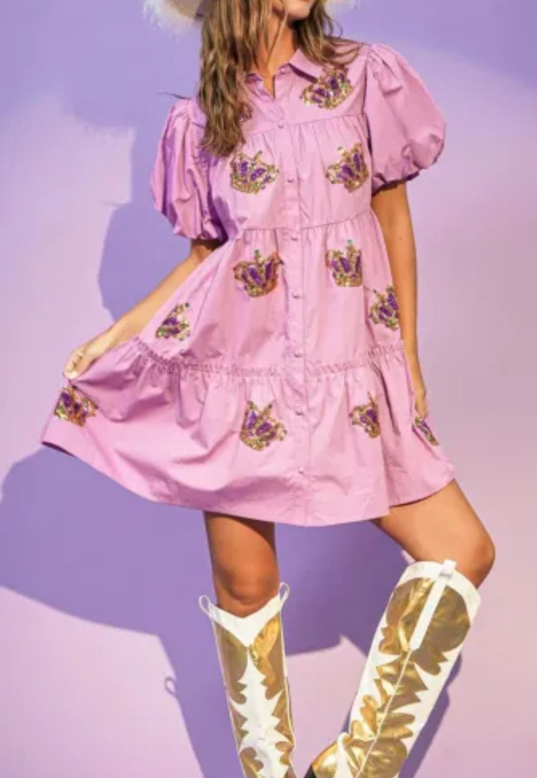 mardi gras sequin shirt dress