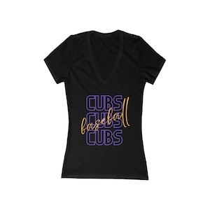 CUBS CUBS CUBS baseball Women&#39;s Jersey Short Sleeve Deep V-Neck Tee