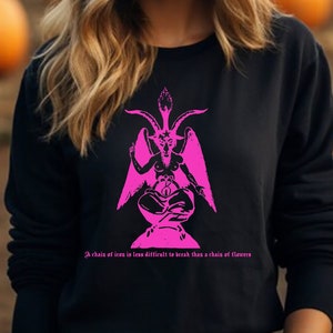 Baphomet Sweatshirt Crewneck Black Pink Krampus Shirt Spooky Satanic Demon Halloween Baphomet Shirt Lucifer Satan Witchy Wiccan Pagan