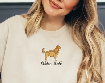 Sudadera Golden Retriever: Sudadera de cuello redondo para mamá perruna, regalo con huella de pata
