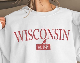 Sudadera de Wisconsin: Petirrojo, ave estatal, fundada en 1848 - Cuello redondo unisex