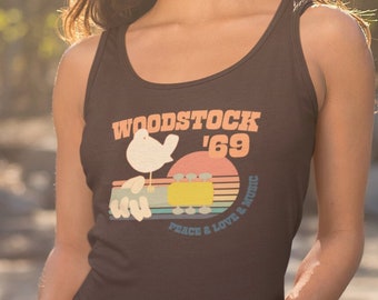Woodstock 99 tanktop Woodstock shirt Unisex heren vrouwen retro kleurrijke Woodstock '69 festival mouwloze tank vogel en gitaar ademend katoen