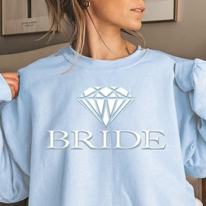 Personalized Gift For Bride, Bride Sweatshirt with Diamond Engagement Gift Unique Bridal Shower Gift Future Mrs Sweatshirt Fiance Shirt