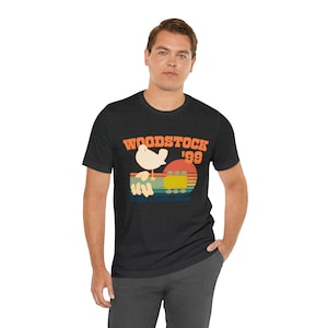 Woodstock 99 T Shirt Woodstock Shirt Retro Colorful Woodstock Festival Short Sleeve Tee Bird & Guitar Official Light Weight Jersey Cotton