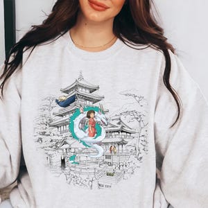 Spirited Away Studio Ghibli-sweater Haku No Face Anime Hayao Miyazaki-shirt ronde hals Ghibli Totoro Gift Howl's Moving Castle Yubaba-top afbeelding 4