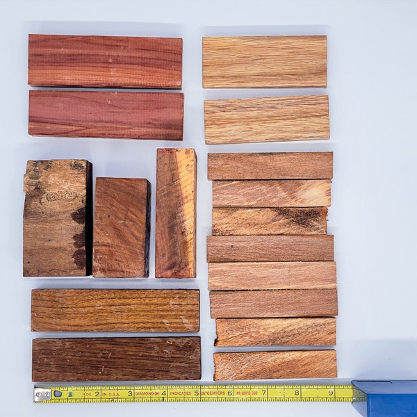 Exotic wooden Craft Blanks - redheart, wild apple wood, walnut, and various unknown woods.