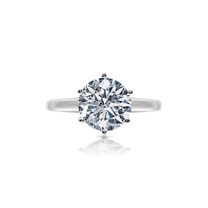 3 Carat G VS2 Round Brilliant Lab Grown Diamond Solitaire Engagement Ring in 14k White Gold