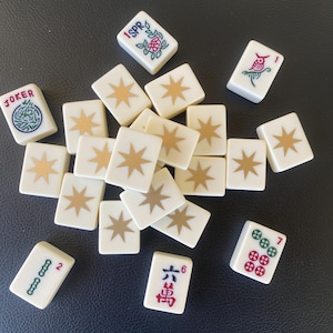 Unique Star design Cream Mahjong Tile Set One of a Kind