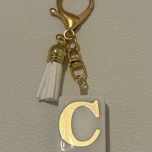 Personalized Flower Mahjong Tile Bag Charm, choose your tile and monogram white