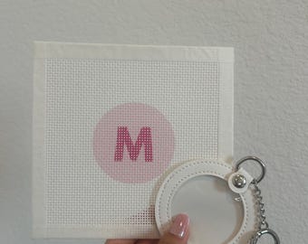 Custom Mini Initial Needlepoint 13 ct Canvas, Self Finishing DIY Bag Charm