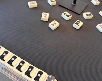 Cowboy Boot Western design off white Mahjong Tile Set with UV resin seal