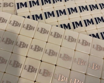 Custom Initial or Monogram Mahjong Tiles with UV Resin Seal -Personalized gift