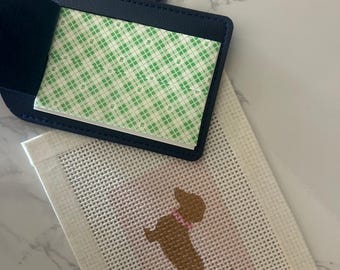 Pink Dog Needlepoint Luggage Tag 13 ct Canvas, DIY Travel Tag (2x3 in.)