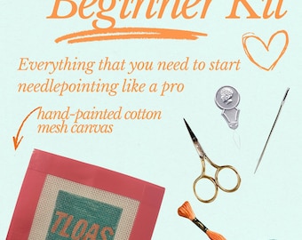 TLOAS Taylor Needlepoint Beginner Kit: Hand Painted Needlepoint Canvas with Materials and Zipper Pouch