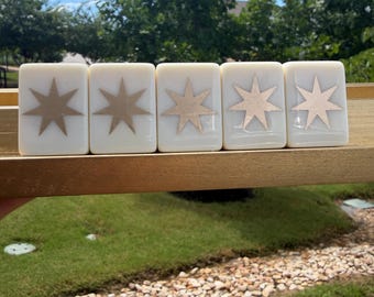 Metallic Gold Star Mahjong Tiles – Modern Acrylic Set of 158 UV Resin Sealed Tiles