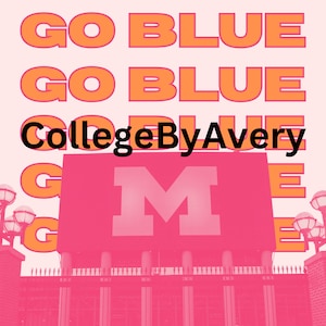 University of Michigan Ann Arbor GO BLUE preppy trendy pink dorm or apartment art