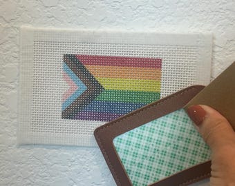 LGBTQIA+ Pride Needlepoint Luggage Tag, Self Finishing Pride DIY Project