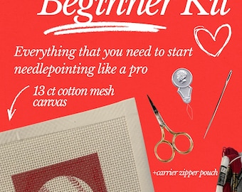 Baseball Season Needlepoint Beginner Kit: Needlepoint Canvas with Materials and Zipper Pouch baby boy gift