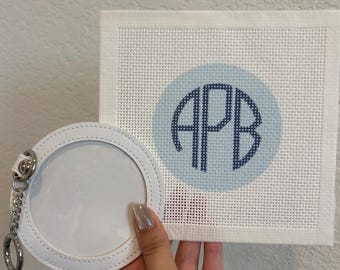 Custom Monogram Initial Self Finishing Needlepoint 13 ct Canvas, DIY Bag Charm