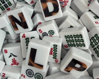 Custom Tortoise Shell Initial Mahjong Tile Set of 158 Tiles with UV resin seal