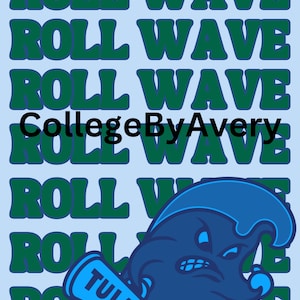 Tulane University Roll Wave preppy art for dorm apartment or gift