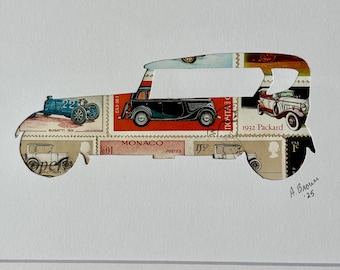 Stamp art of a Packard automobile