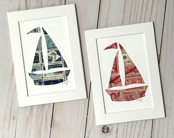 Stamp art of a sailboat
