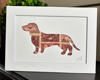 Stamp art of a dachshund