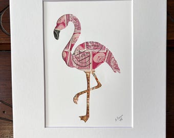 Flamingo stamp art