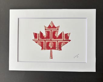 Stamp art of Canadian maple leaf
