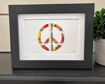 Stamp art of a peace sign