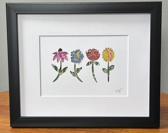 Stamp art of flowers