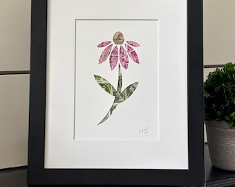 Stamp art of a cone flower