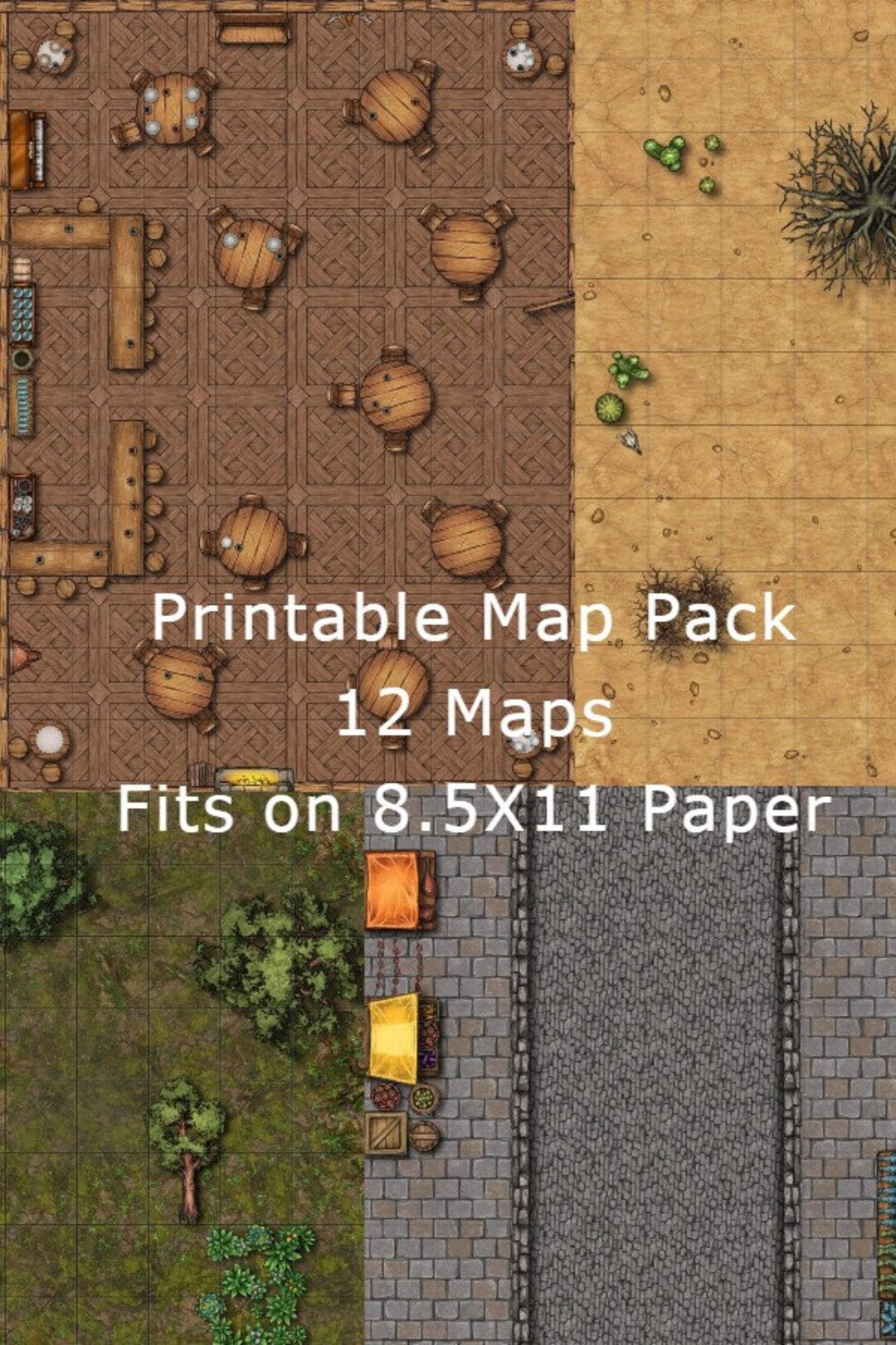 Printable 8X11 Tabletop Map Pack Etsy