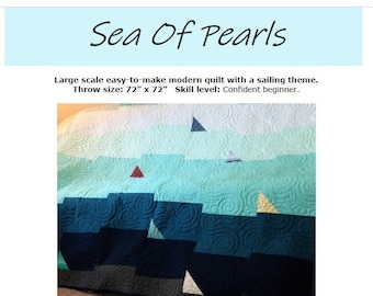 Sea of Pearls-quiltpatroon, eenvoudig patroon voor beginners, zeilquilt, strandquilt, zeilbootquiltpatroon