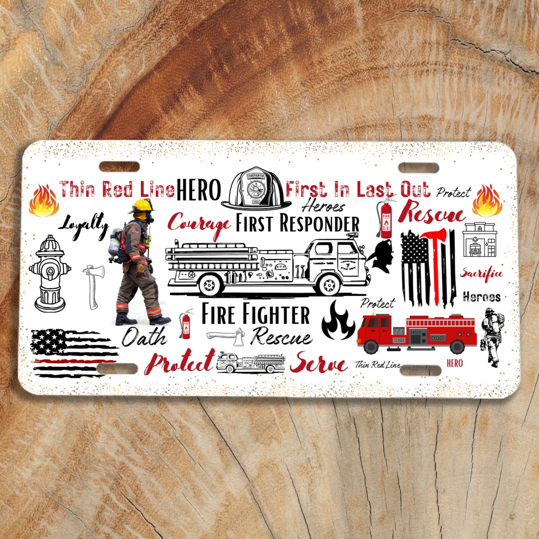 Fireman License Plate PNG Thin Red Line License Plate Etsy