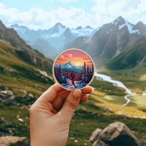 Conquer the Mountains - Ski Sticker, Nature Vinyl Sticker, Adventure Water Bottle decal, Mountain Waterproof Sticker, Skiing Graphic.