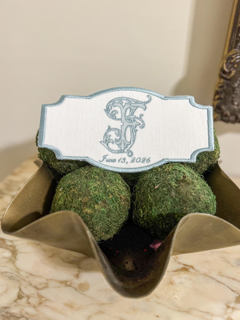 Bridal Bouquet Wrap: Embroidered Initial Wedding Keepsake image 2