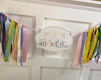 Nativity banner, nativity decor, pendant banner, Christmas banner, Christmas decor, Christmas pendant, nativity, holiday banner, Christmas