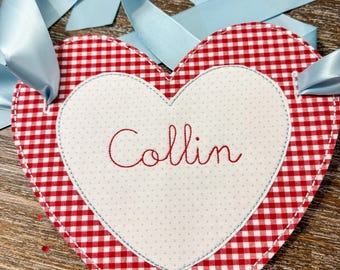 Heart Valentine Tag Embroidery Design, Quick Stitch (Digital Download)