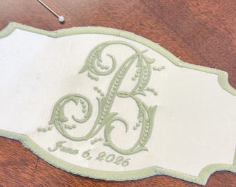 Bridal Bouquet Wrap: Embroidered Initial Wedding Keepsake