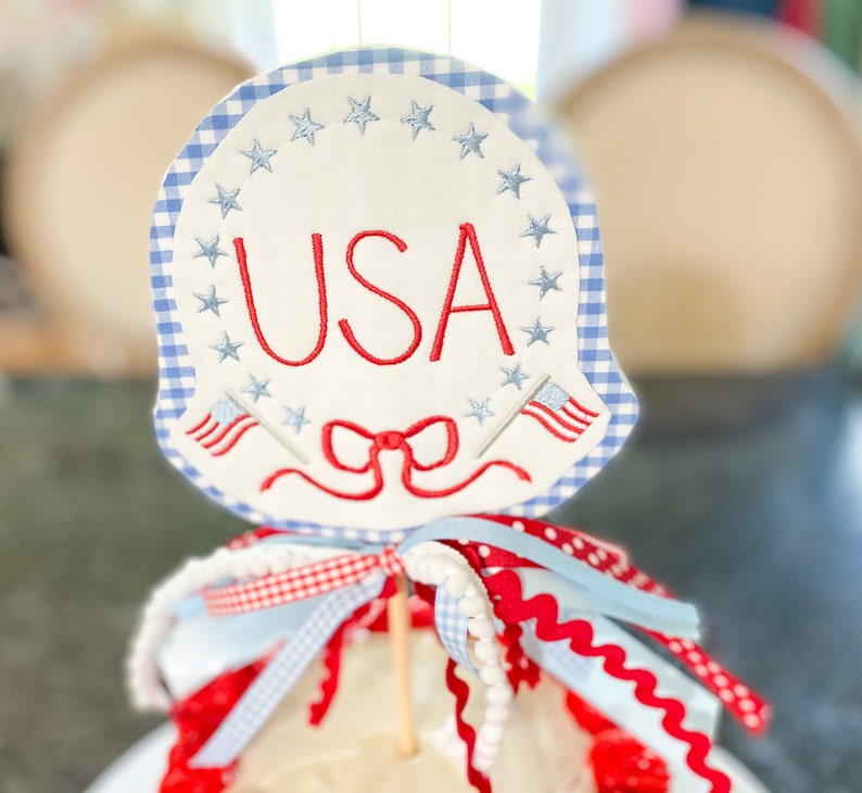 Auteby 4th Of July Cake Topper - "God Bless America" Happy Birthday Independence Day Party Decor