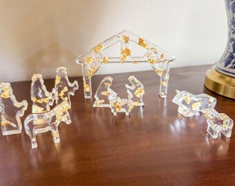 Nativity Set, gold leaf Christmas Decor